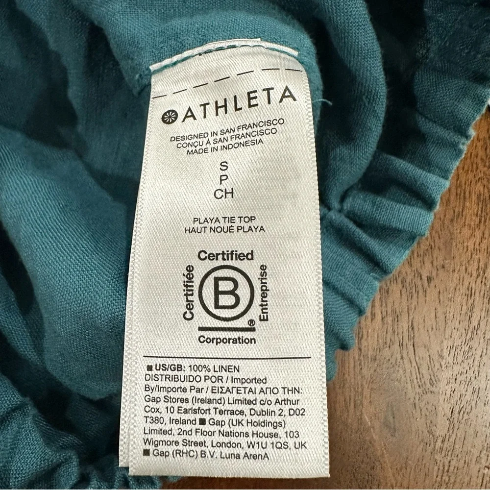 New! Athleta Playa 100% Linen Tie Top Size Small